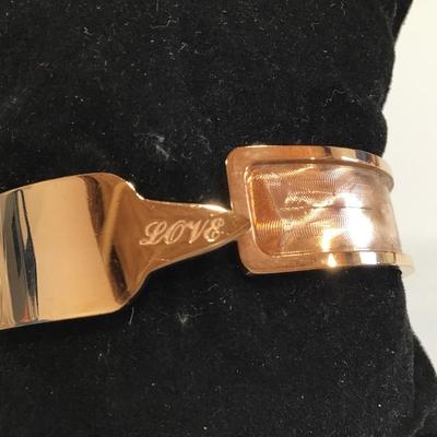 Copper Tone Love Clamper Bracelet