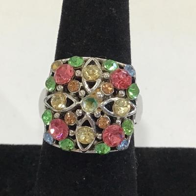 Square Multi Color Fashion Ring