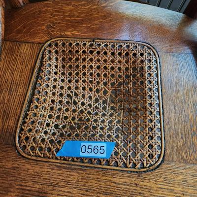 4 Antique Pressed Back Cane Seat Oak Chairs Heywood Brothers Wakefield Co. Baltimore