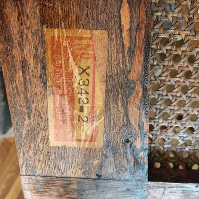 4 Antique Pressed Back Cane Seat Oak Chairs Heywood Brothers Wakefield Co. Baltimore