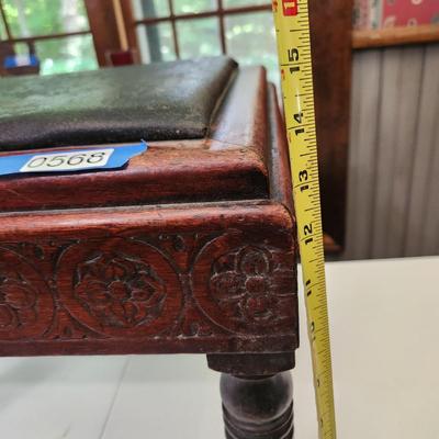 Intricate Wood Carved Stool 20x14x14 Heavy