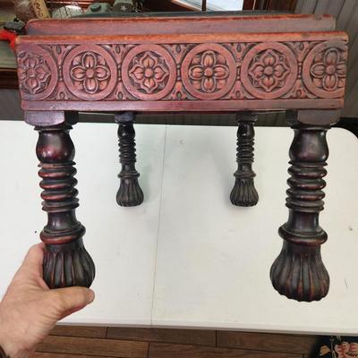 Intricate Wood Carved Stool 20x14x14 Heavy