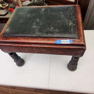 Intricate Wood Carved Stool 20x14x14 Heavy