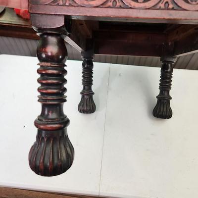 Intricate Wood Carved Stool 20x14x14 Heavy