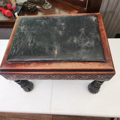 Intricate Wood Carved Stool 20x14x14 Heavy