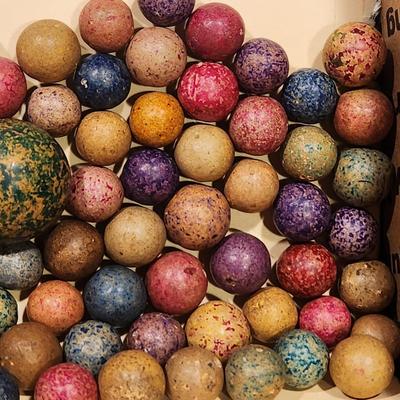 Lot of Vintage Clay Marbles w Shooters