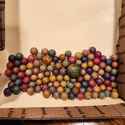 Lot of Vintage Clay Marbles w Shooters