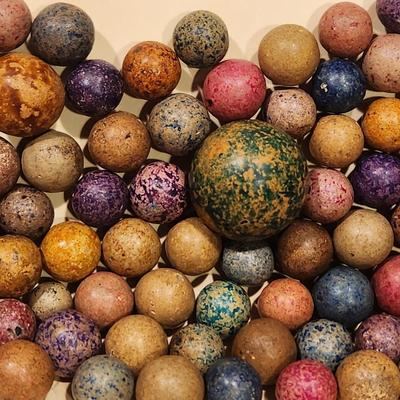 Lot of Vintage Clay Marbles w Shooters