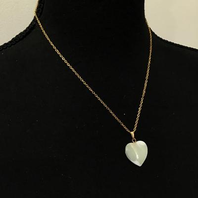 Vintage mother of pearl heart necklace, pendant