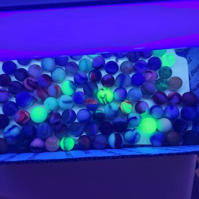 Lot of Mixed Glass Marbles Some Glow in the Dark under Black Light Uranium