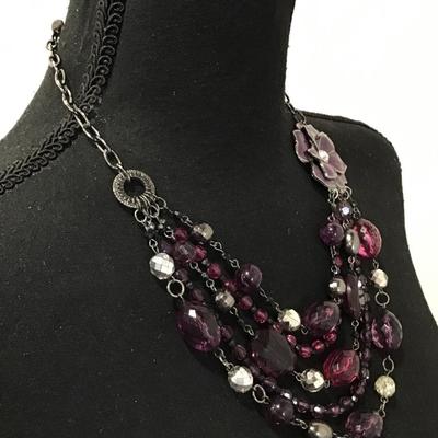 New York purple animals, flower, multilayered, statement, necklace