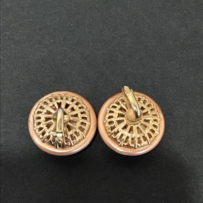Beautiful Champagne colored centage circular clip on earrings