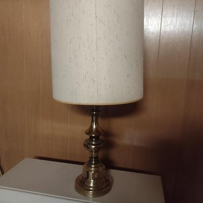 Pair of Matching Brass Post Table Lamps with Shades