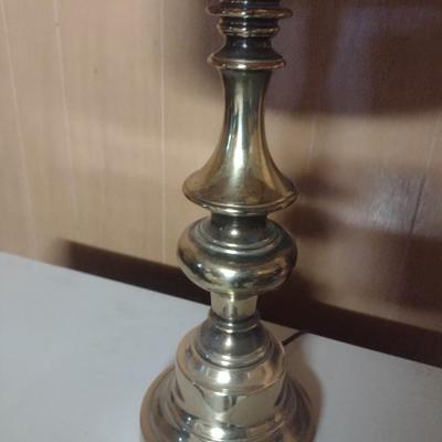 Pair of Matching Brass Post Table Lamps with Shades