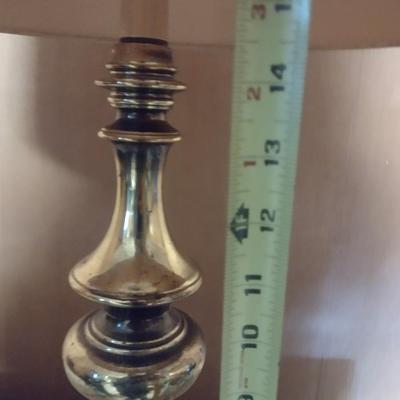 Pair of Matching Brass Post Table Lamps with Shades