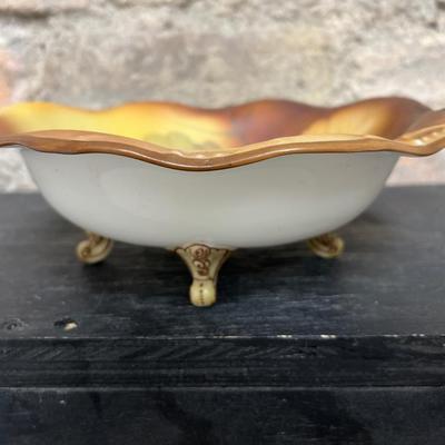 Sale Photo Thumbnail #156: Beautiful acorn relief footed bowl and two different styles of 6 1/2” plates. Small chip on one plate