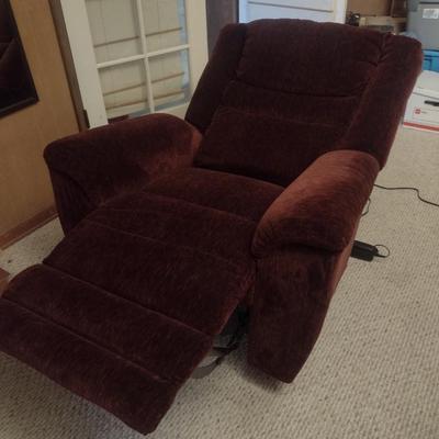 Burgandy Upholstered Electric Recliner