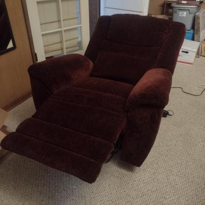 Burgandy Upholstered Electric Recliner
