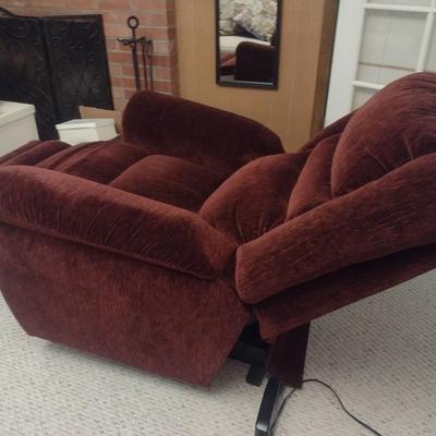 Burgandy Upholstered Electric Recliner