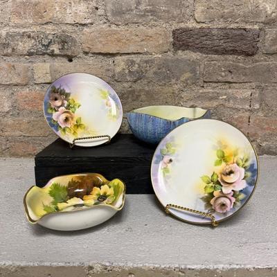 Sale Photo Thumbnail #170: Triangulated bowl, square edged bowl and pair of signed 6 1/2” plates