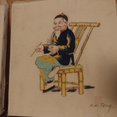 Pair of Asian Themed Art on Silk Signed by Artist