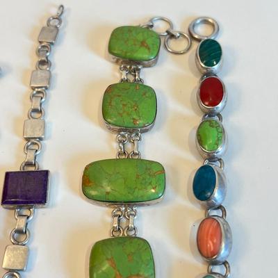 Sterling & Gemstone Bracelet Lot - Paul. K. Benally Navajo