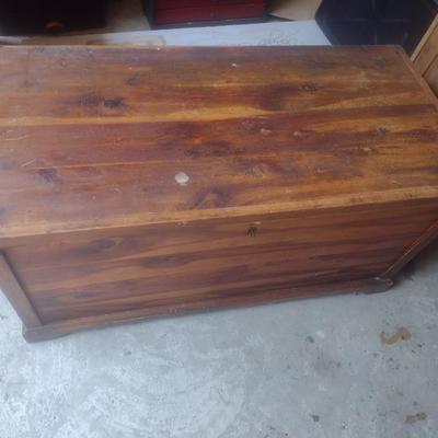 Vintage Cedar Wood Trunk (No Contents)