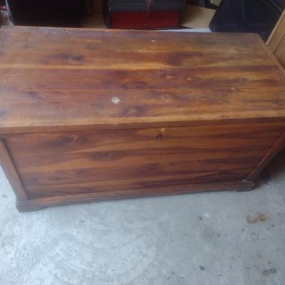 Vintage Cedar Wood Trunk (No Contents)