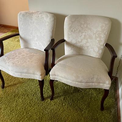 Upholstered Armchairs With Carved Wood Frames
