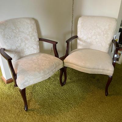 Upholstered Armchairs With Carved Wood Frames