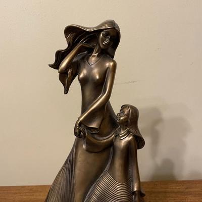 Bronze Resin Sculpture of Woman and Child by Austin Productions
