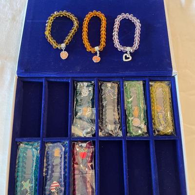 Beaded Charm Bracelets in Various Colors with Decorative Charms