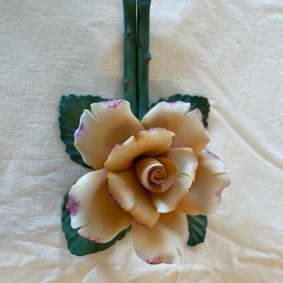 Capodimonte Fabar Italy Porcellane Artistiche Handmade Ceramic Rose