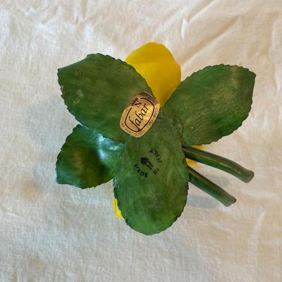 Capodimonte Yellow Porcelain Rose Figurine with Original Label