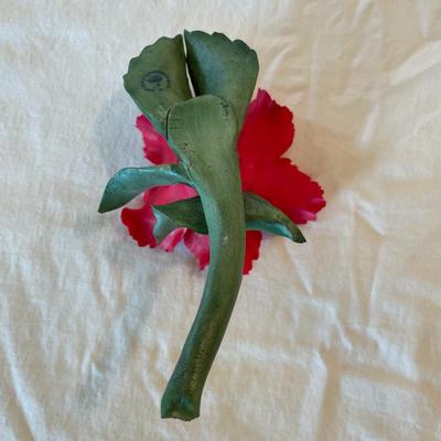 Capodimonte Handcrafted Porcelain Red Flower Sculpture