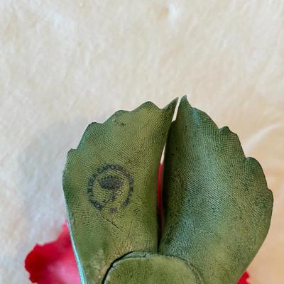 Capodimonte Handcrafted Porcelain Red Flower Sculpture