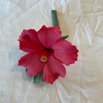 Capodimonte Handcrafted Porcelain Red Flower Sculpture