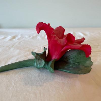Capodimonte Handcrafted Porcelain Red Flower Sculpture