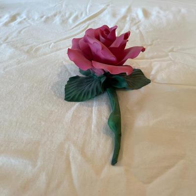 Capodimonte Fabar Handmade Porcelain Rose Figurine, Made in Italy