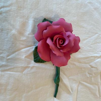Capodimonte Fabar Handmade Porcelain Rose Figurine, Made in Italy