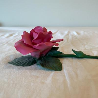 Capodimonte Fabar Handmade Porcelain Rose Figurine, Made in Italy