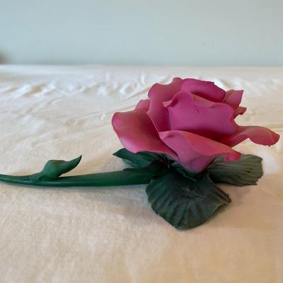 Capodimonte Fabar Handmade Porcelain Rose Figurine, Made in Italy