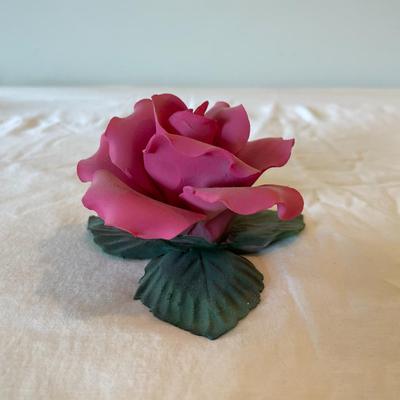 Capodimonte Fabar Handmade Porcelain Rose Figurine, Made in Italy