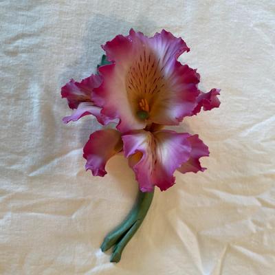 Capodimonte Pink and Purple Porcelain Flower Figurine