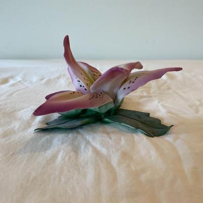 Capodimonte Porcelain Lily Flower Figurine, Made in Italy