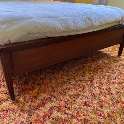 MCM Wooden Full-Size Bed Frame with Headboard and Footboard