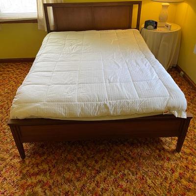 MCM Wooden Full-Size Bed Frame with Headboard and Footboard