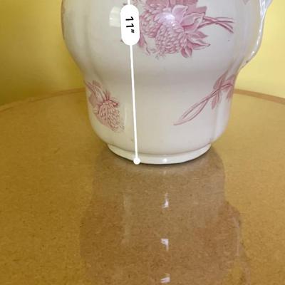 Vintage Ironstone Pitcher and Bowl Set with Pink Floral Design