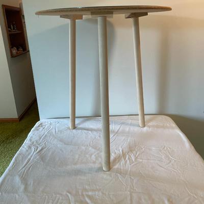 Round Side Table With Cork Top and Wooden Legs