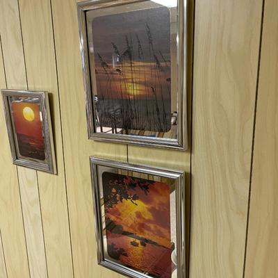 Framed Sunset-Themed Prints in Silver-Toned Frames